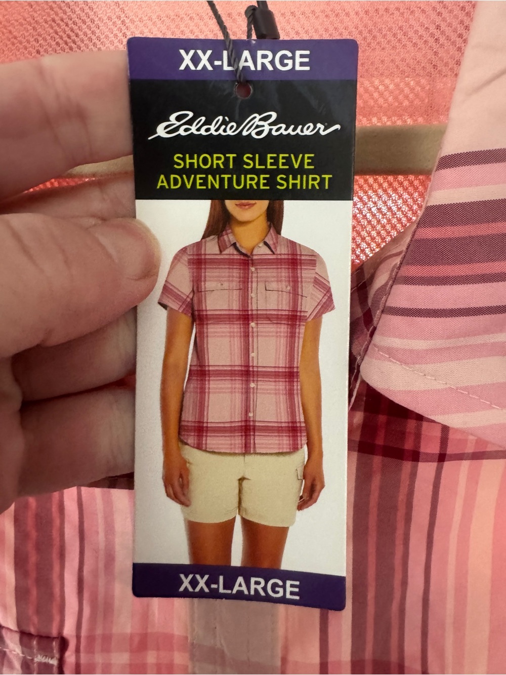 Eddie Bauer NWT Pink Plaid Short Sleeve Adventure Shirt XXL/2X - Picture 9 of 13